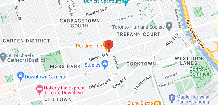 map of 358 QUEEN ST E